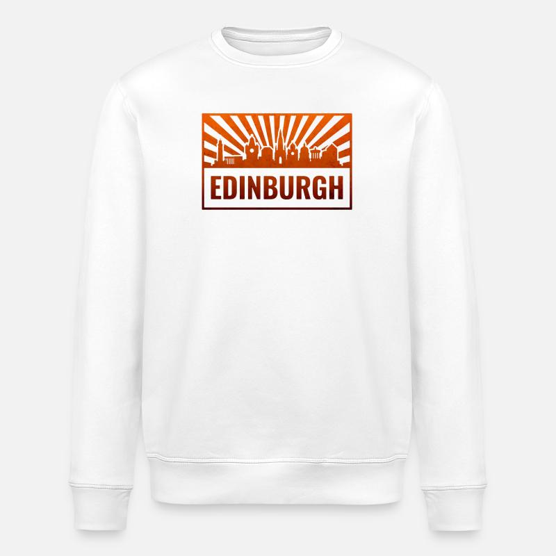 Edinburgh Skyline Sunburst - Stanley/Stella Unisex Bio-Sweatshirt ROLLER - Weiß