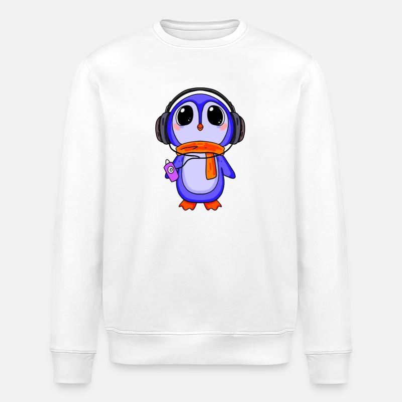 Penguin écoute de la musique - Sweat bio ROLLER Stanley/Stella Unisexe - blanc