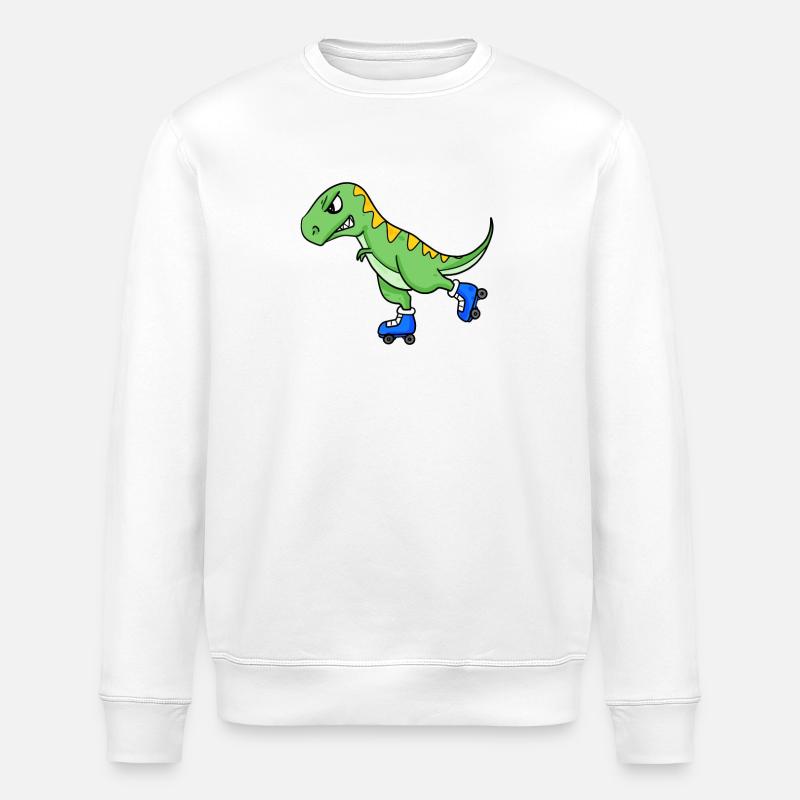 Dinosaurier Skating - Stanley/Stella Unisex Bio-Sweatshirt ROLLER - Weiß