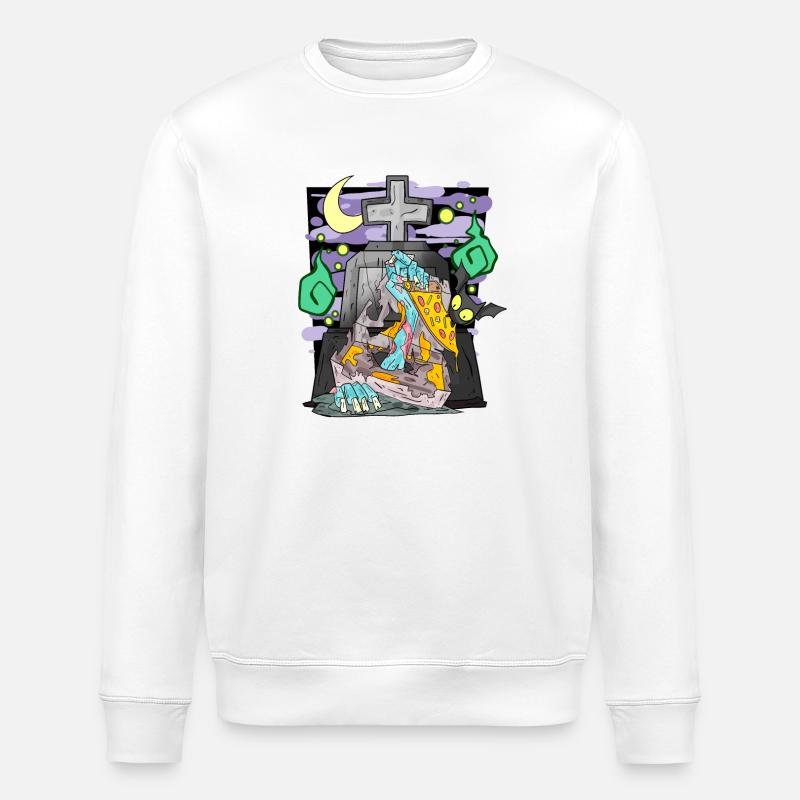 Zombie Grabstein Pizza lustig - Stanley/Stella Unisex Bio-Sweatshirt ROLLER - Weiß