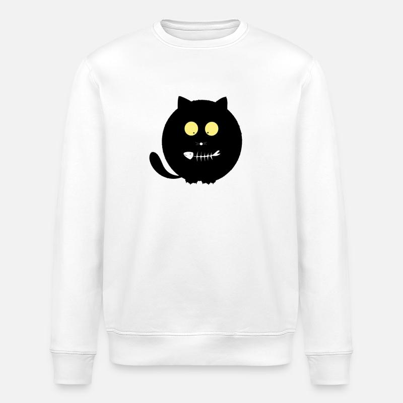Fischmund-Katze - Stanley/Stella Unisex Bio-Sweatshirt ROLLER - Weiß