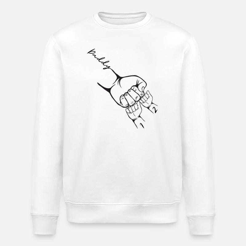 Custom Dad 2 Child Personalized - Stanley/Stella ROLLER Unisex Organic Sweatshirt - white