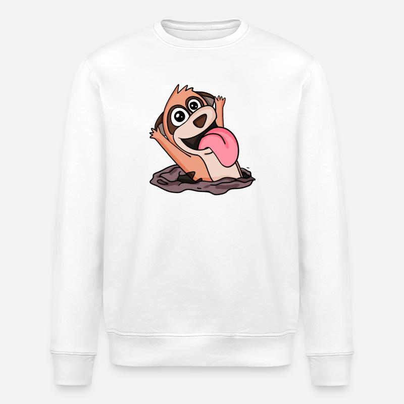 Cute meerkat hug - Stanley/Stella ROLLER Unisex Organic Sweatshirt - white