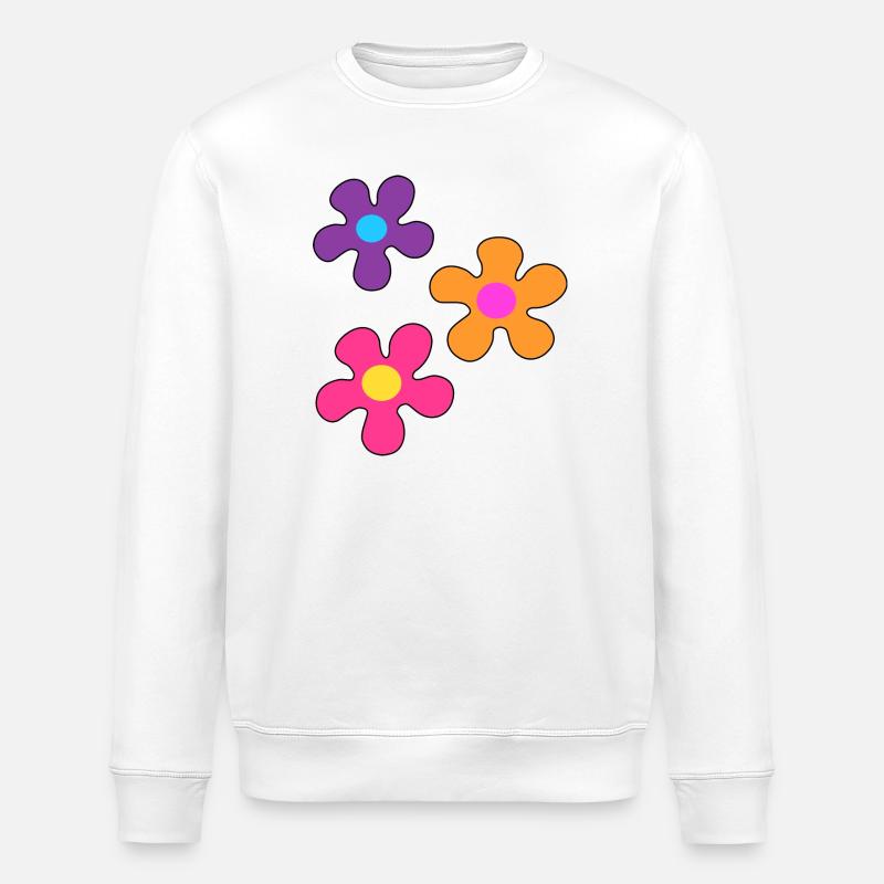 Hippie flowers - Stanley/Stella ROLLER Unisex Organic Sweatshirt - white
