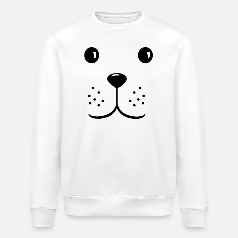 Hundekopf süßes Gesicht - Stanley/Stella Unisex Bio-Sweatshirt ROLLER - Weiß