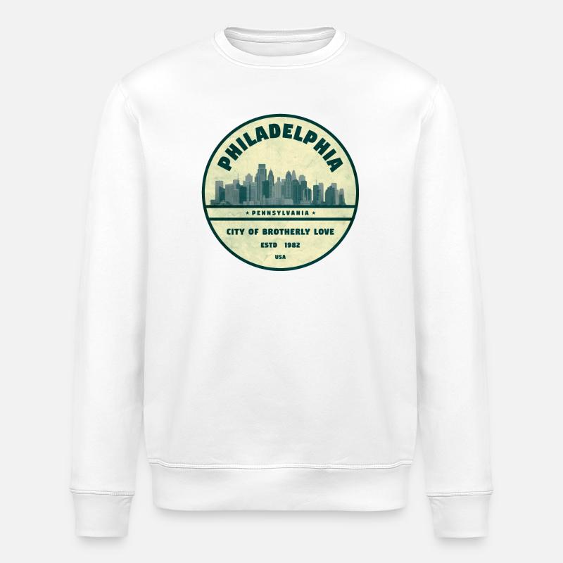 Philadelphia Skyline Abzeichen - Stanley/Stella Unisex Bio-Sweatshirt ROLLER - Weiß