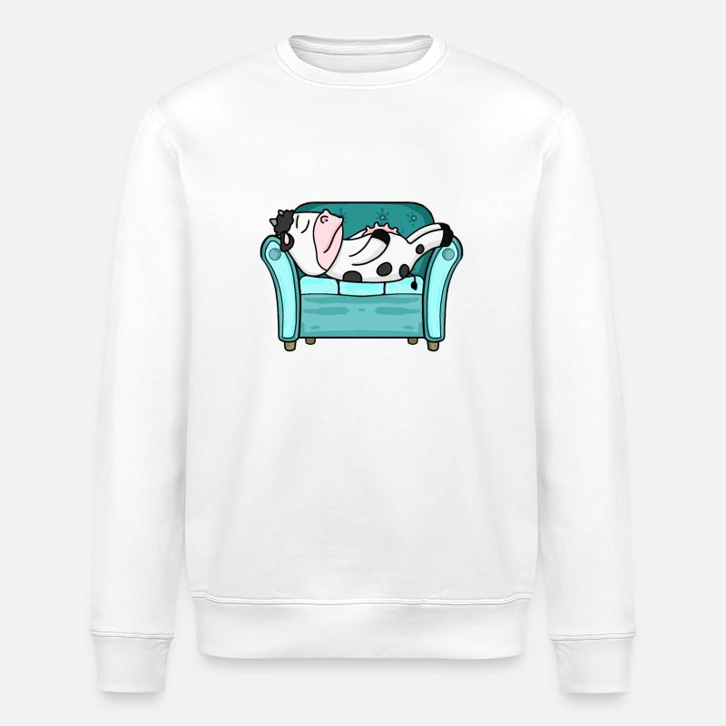 Cow Bed Lying Down Sleep Sleep - Stanley/Stella ROLLER Unisex Organic Sweatshirt - white