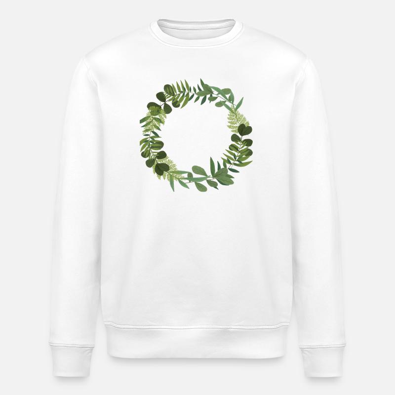 Grüner Blätterkranz - Stanley/Stella Unisex Bio-Sweatshirt ROLLER - Weiß