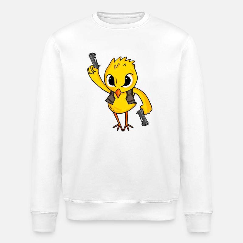 Küken mit Pistole - Stanley/Stella Unisex Bio-Sweatshirt ROLLER - Weiß