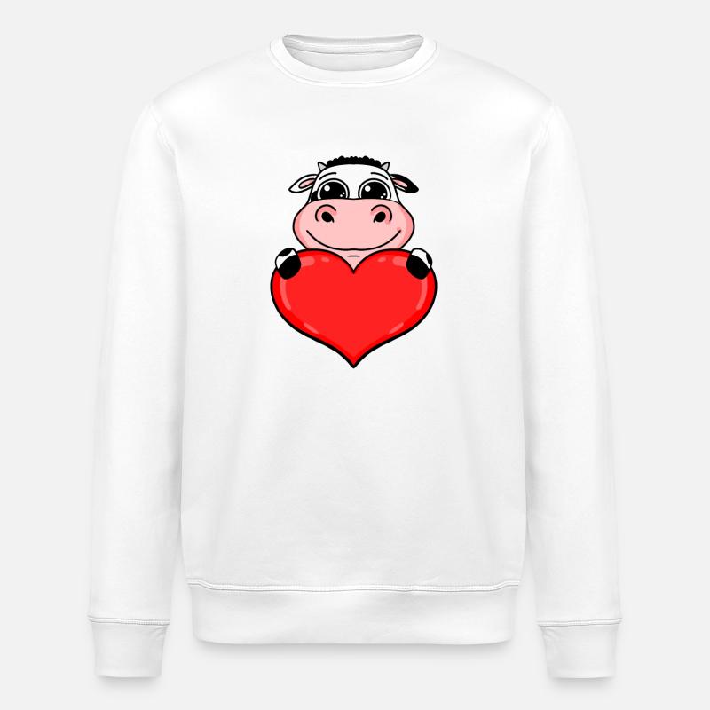 Kuh mit Herz - Liebe Romantisch - Stanley/Stella Unisex Bio-Sweatshirt ROLLER - Weiß