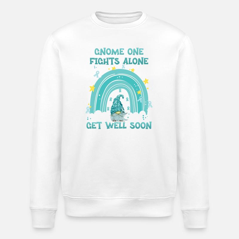 Gnome One Fights Alone Gebärmutterkrebs - Stanley/Stella Unisex Bio-Sweatshirt ROLLER - Weiß
