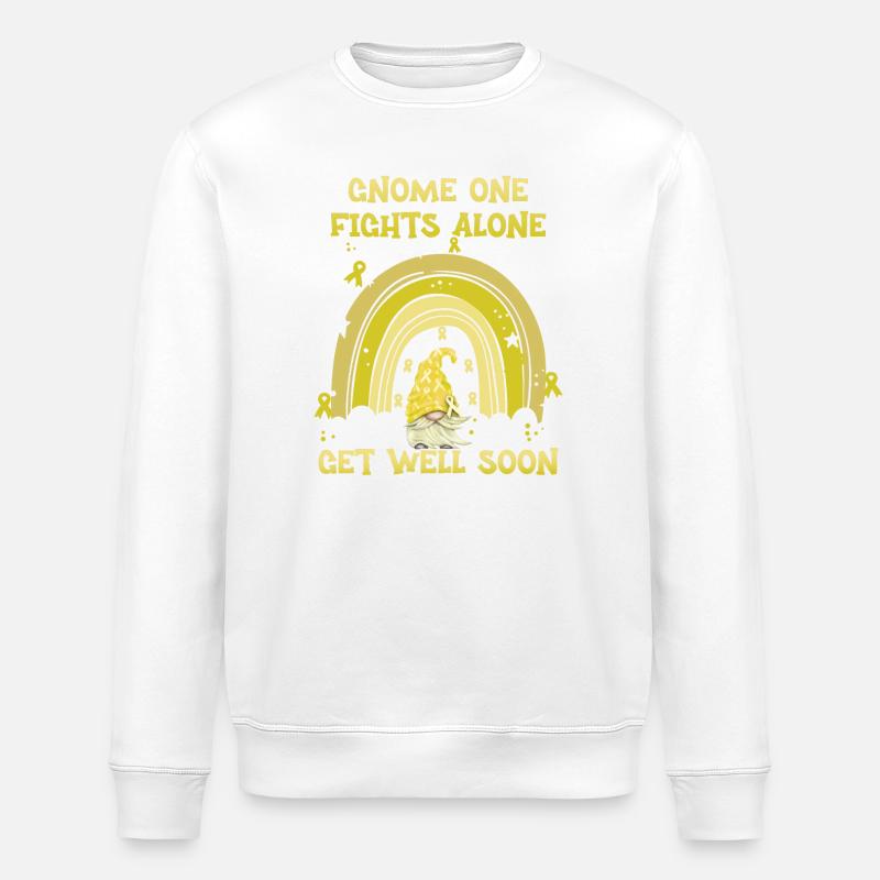 Gnome One Fights Alone Sarkomkrebs - Stanley/Stella Unisex Bio-Sweatshirt ROLLER - Weiß