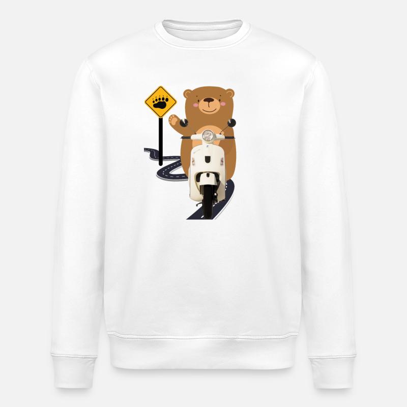Moped Brown Bear - Stanley/Stella ROLLER Unisex Organic Sweatshirt - white