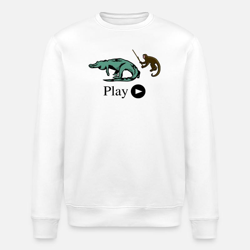 Monkey and crocodile - Stanley/Stella ROLLER Unisex Organic Sweatshirt - white