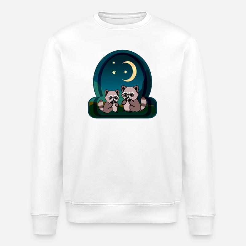 Couple de ratons laveurs - Sweat bio ROLLER Stanley/Stella Unisexe - blanc