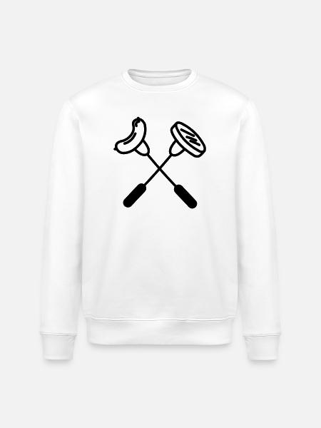 Two crossed forks with sausage and hamburger - Stanley/Stella ROLLER Unisex Organic Sweatshirt - white