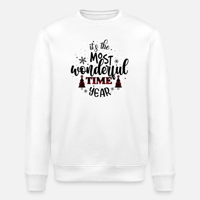 Glitch Time Typographie rouge - Sweat bio ROLLER Stanley/Stella Unisexe - blanc