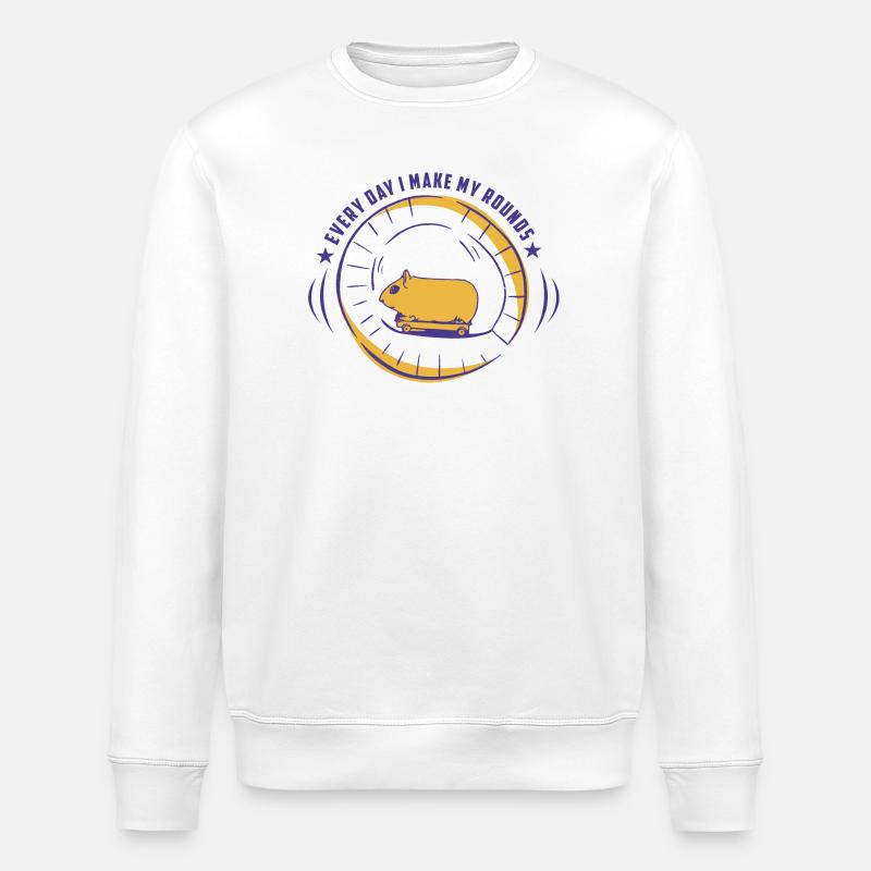 Hamster mit Skateboard - Stanley/Stella Unisex Bio-Sweatshirt ROLLER - Weiß