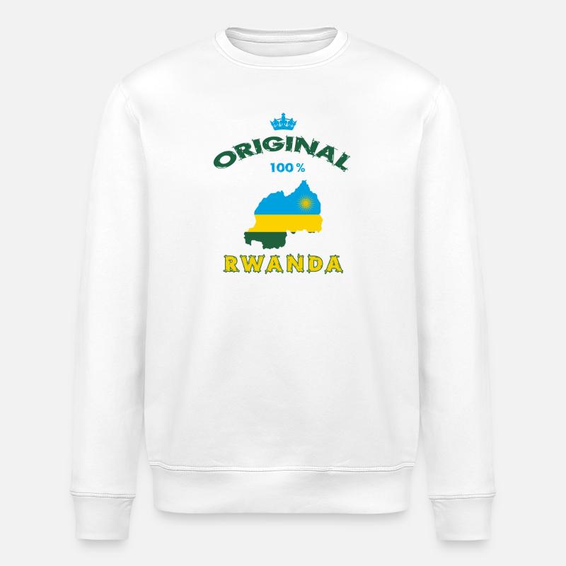 Ruanda Original 100% Flaggen Design - Stanley/Stella Unisex Bio-Sweatshirt ROLLER - Weiß