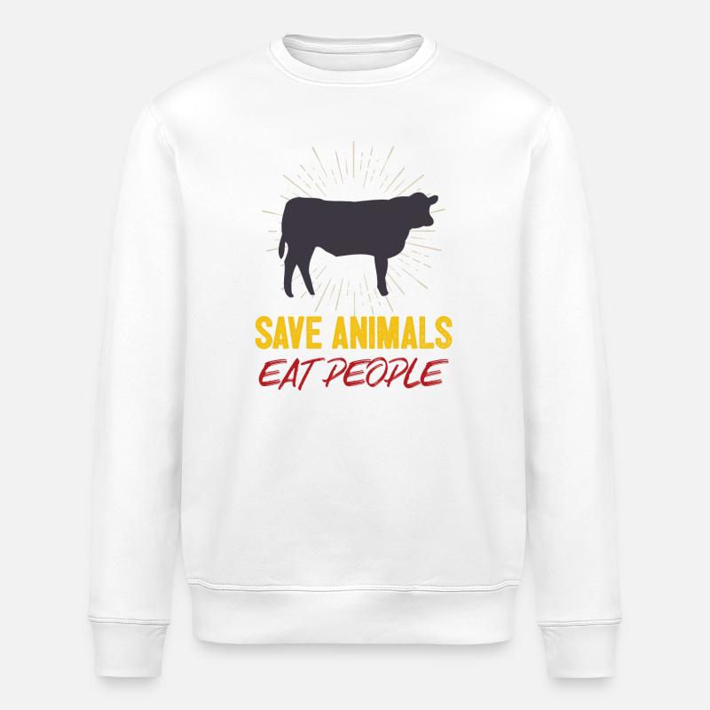 Tiere retten Menschen essen - Stanley/Stella Unisex Bio-Sweatshirt ROLLER - Weiß