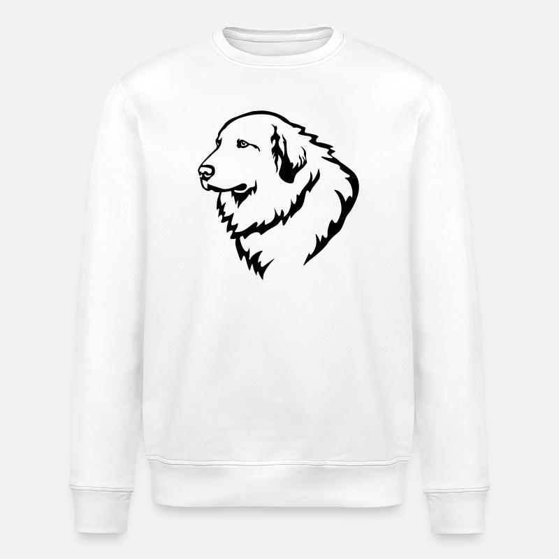 Pyrenean Mountain Dog Head - Stanley/Stella ROLLER Unisex Organic Sweatshirt - white