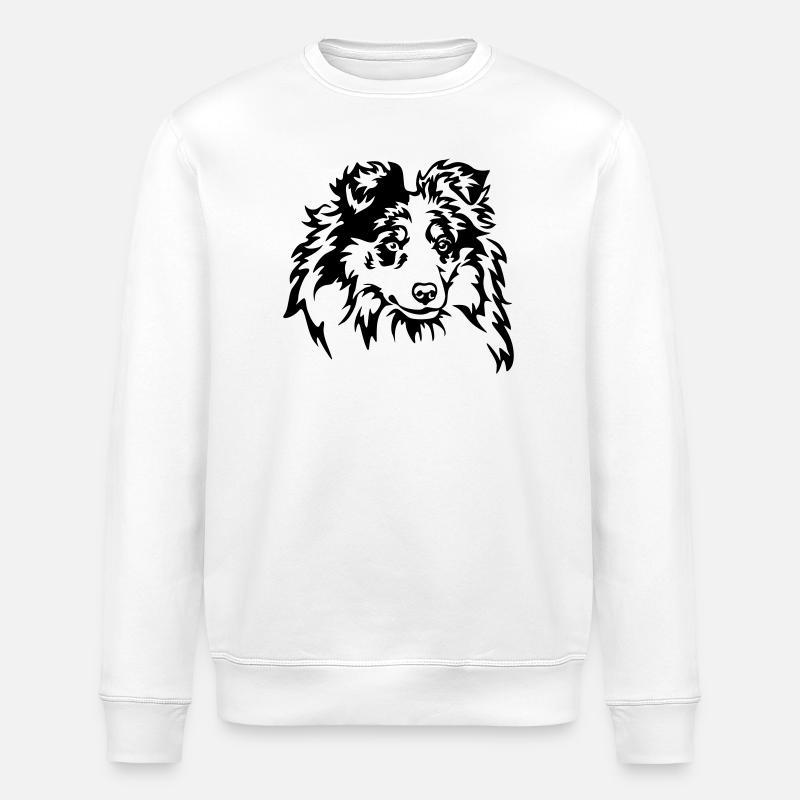 Sheltie Head - Stanley/Stella ROLLER Unisex Organic Sweatshirt - white