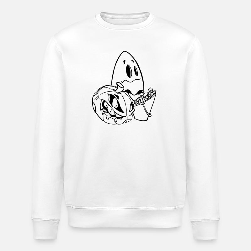 Pumpkin Ghost Halloween - Stanley/Stella ROLLER Unisex Organic Sweatshirt - white