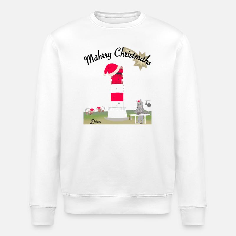 Weihnachten Leuchtturm Düne, Helgoland,Wolf - Stanley/Stella Unisex Bio-Sweatshirt ROLLER - Weiß