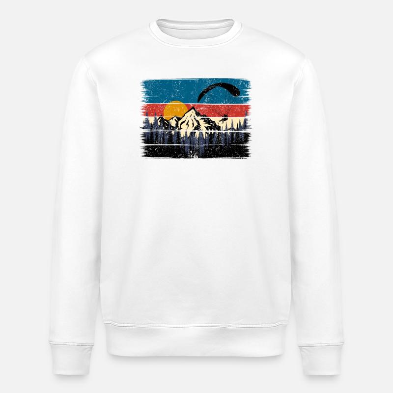 Sunset Summit Paraglide Retro - Stanley/Stella ROLLER Unisex Organic Sweatshirt - white