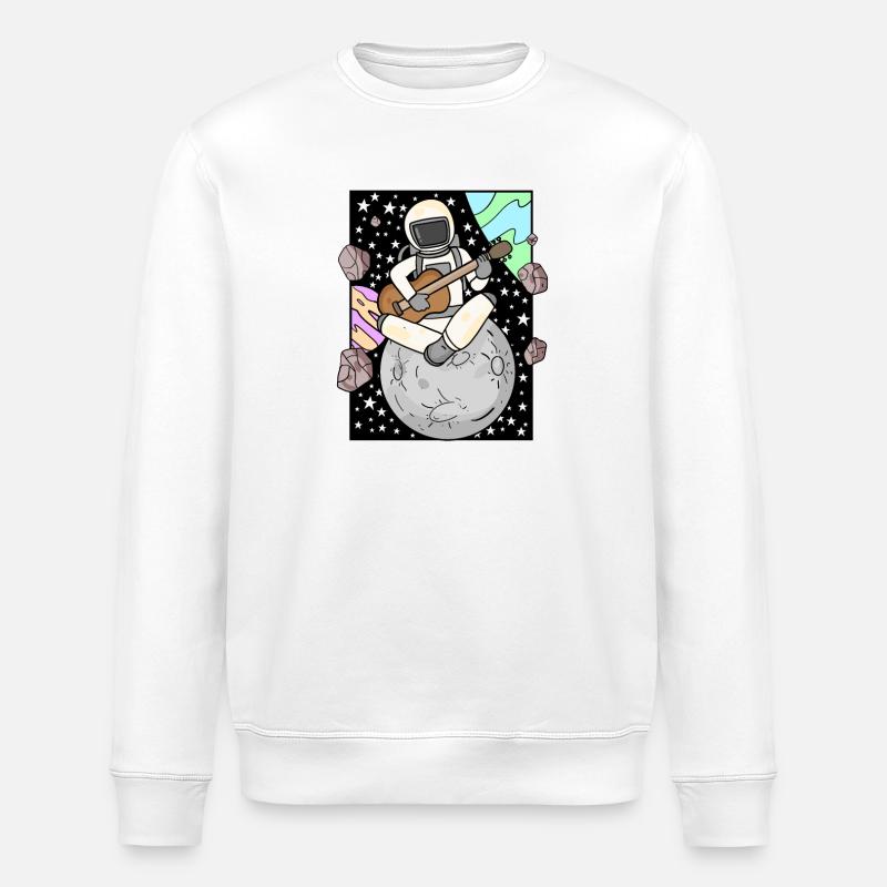 Astronaut plays guitar in space - Stanley/Stella ROLLER Unisex Organic Sweatshirt - white