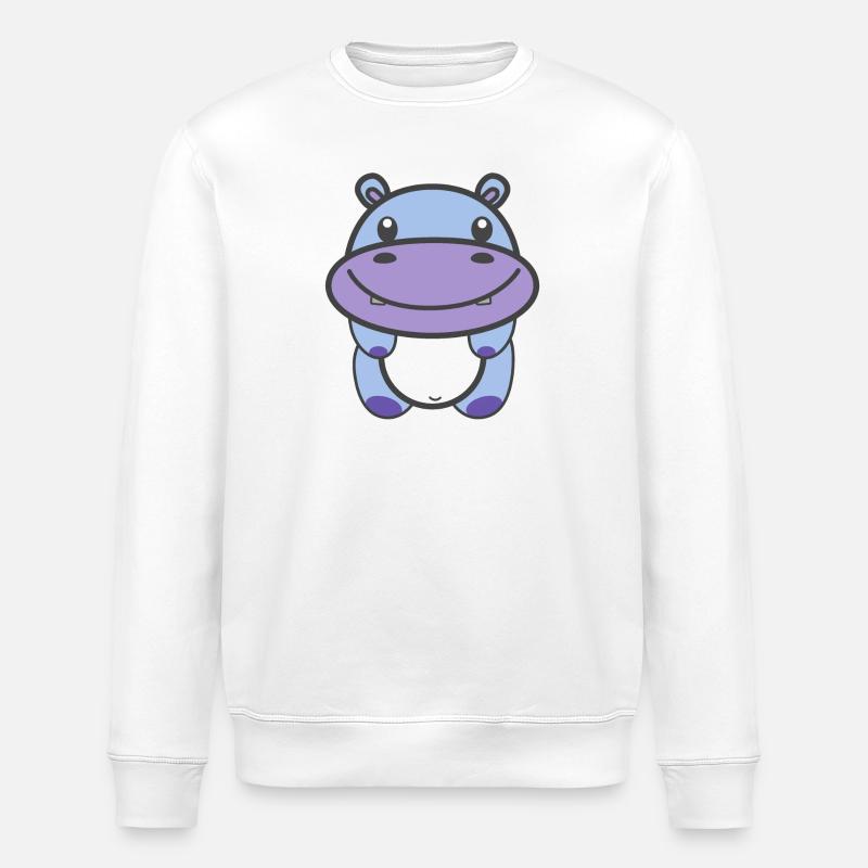 Hippopotame mignon Kawaii - Sweat bio ROLLER Stanley/Stella Unisexe - blanc