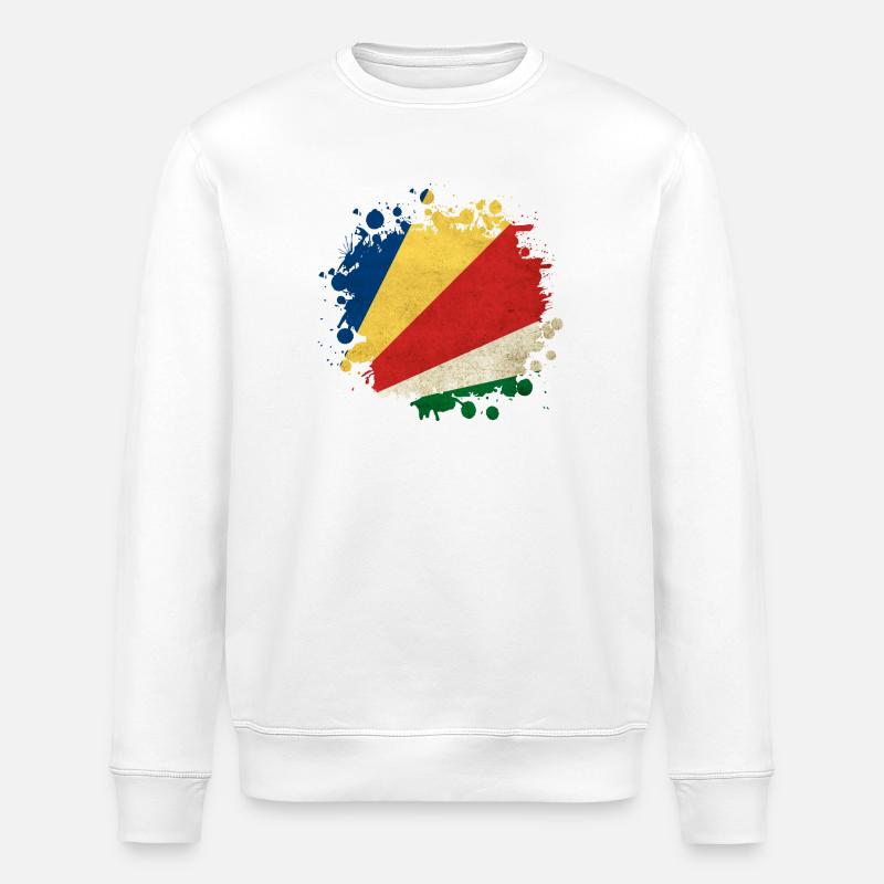 Seychelles blob flag design - Stanley/Stella ROLLER Unisex Organic Sweatshirt - white