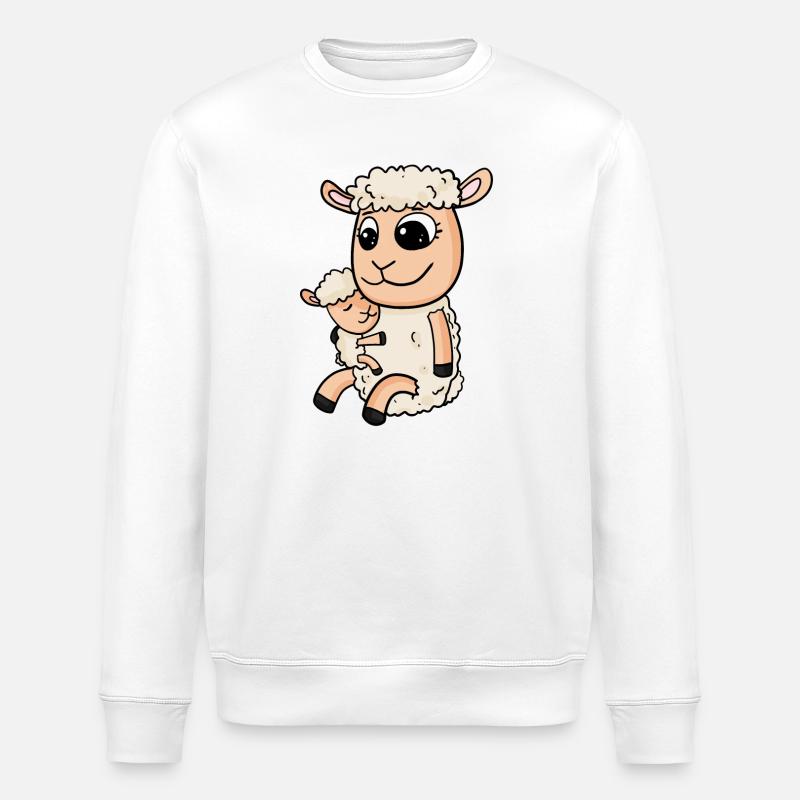 Schaf mit Baby Schaf - Stanley/Stella Unisex Bio-Sweatshirt ROLLER - Weiß