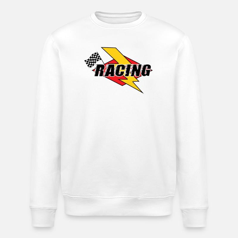 Éclair de course et drapeau - Sweat bio ROLLER Stanley/Stella Unisexe - blanc