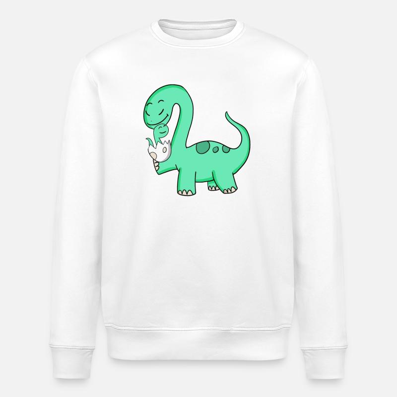 Dinosaur with baby dinosaur - Stanley/Stella ROLLER Unisex Organic Sweatshirt - white