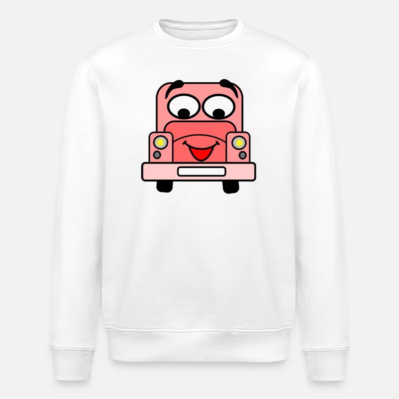 Fröhliches Auto mit Gesicht rosa - Stanley/Stella Unisex Bio-Sweatshirt ROLLER - Weiß