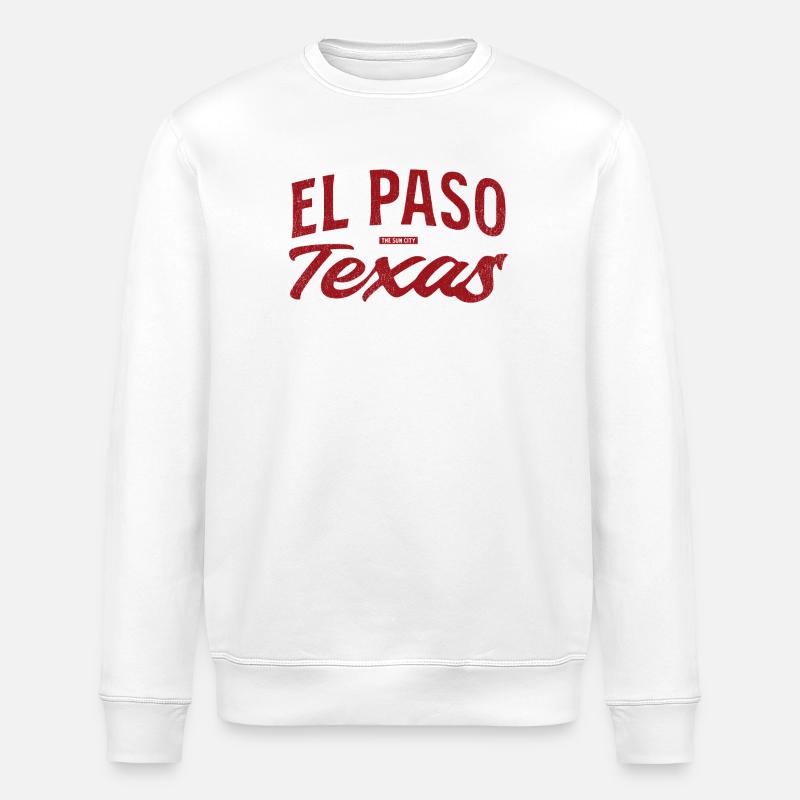 El Paso Texas Retro Script - Stanley/Stella ROLLER Unisex Organic Sweatshirt - white