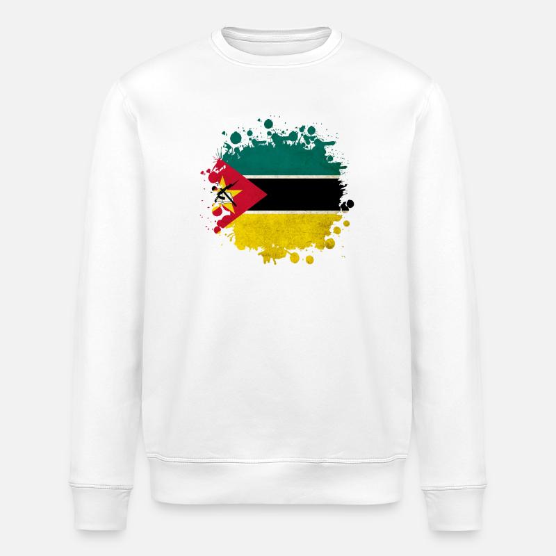 Mosambik Klecks Flaggen Design - Stanley/Stella Unisex Bio-Sweatshirt ROLLER - Weiß