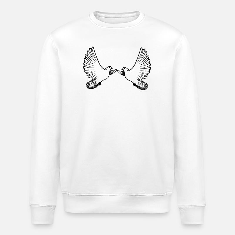 Zwei Tauben transparent - Stanley/Stella Unisex Bio-Sweatshirt ROLLER - Weiß