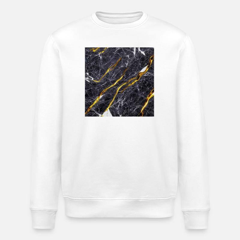 Marble Black Gold Texture - Stanley/Stella ROLLER Unisex Organic Sweatshirt - white