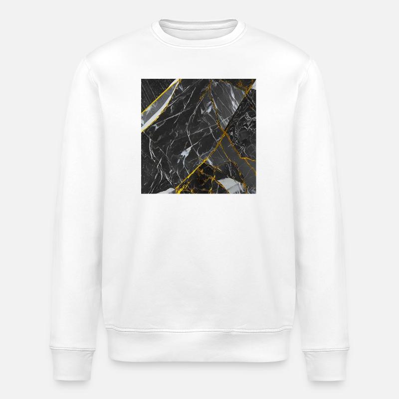 Marble Black Gold Texture - Stanley/Stella ROLLER Unisex Organic Sweatshirt - white
