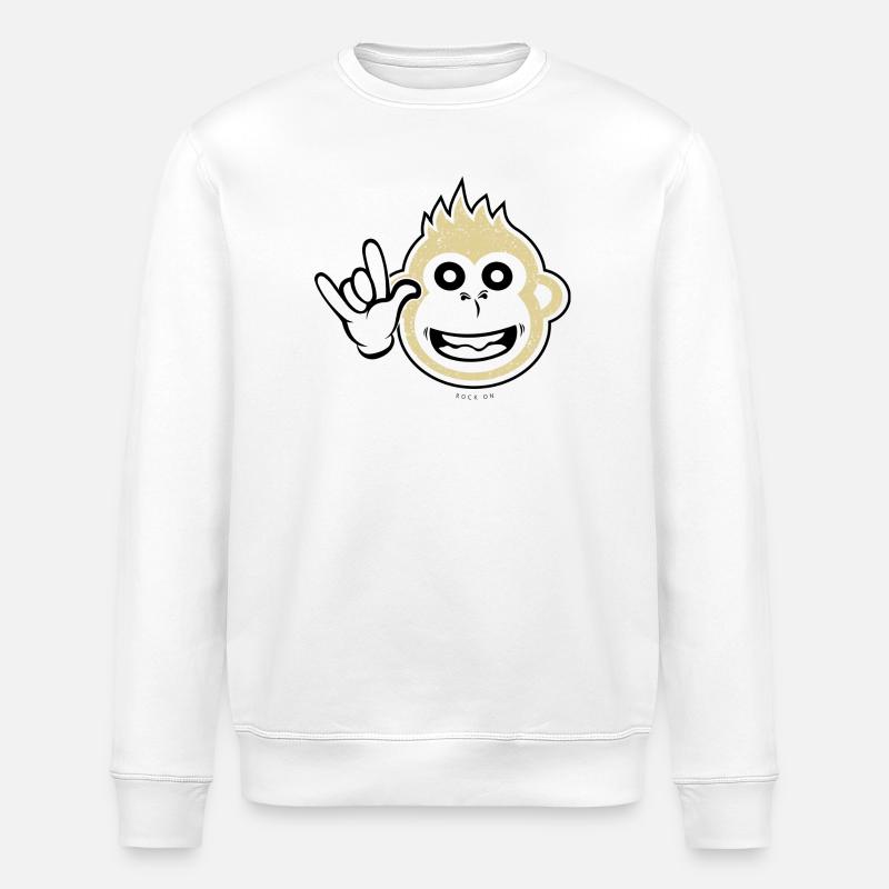 Rock on monkey - Stanley/Stella ROLLER Unisex Organic Sweatshirt - white