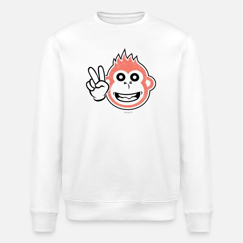 Peace monkey - Stanley/Stella ROLLER Unisex Organic Sweatshirt - white