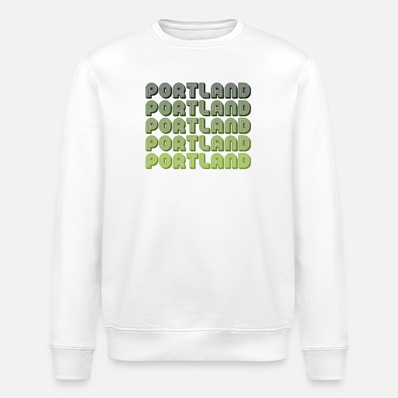 Portland Retro Gradient Pattern - Stanley/Stella ROLLER Unisex Organic Sweatshirt - white