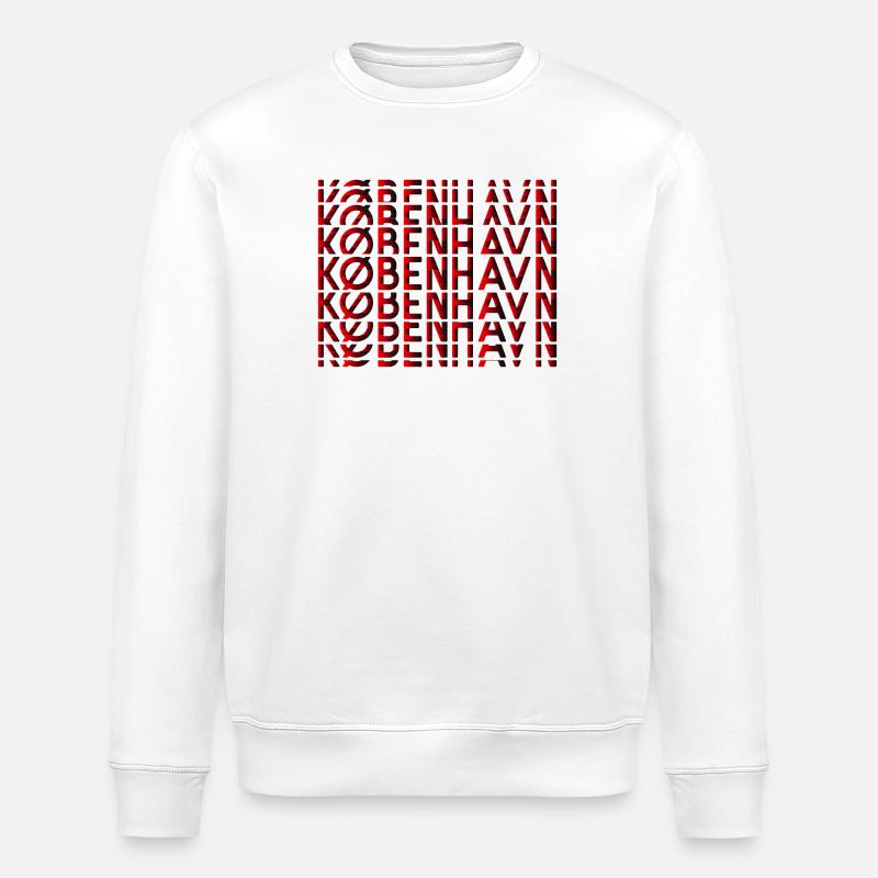 Copenhagen Neon Typography Pattern - Stanley/Stella ROLLER Unisex Organic Sweatshirt - white