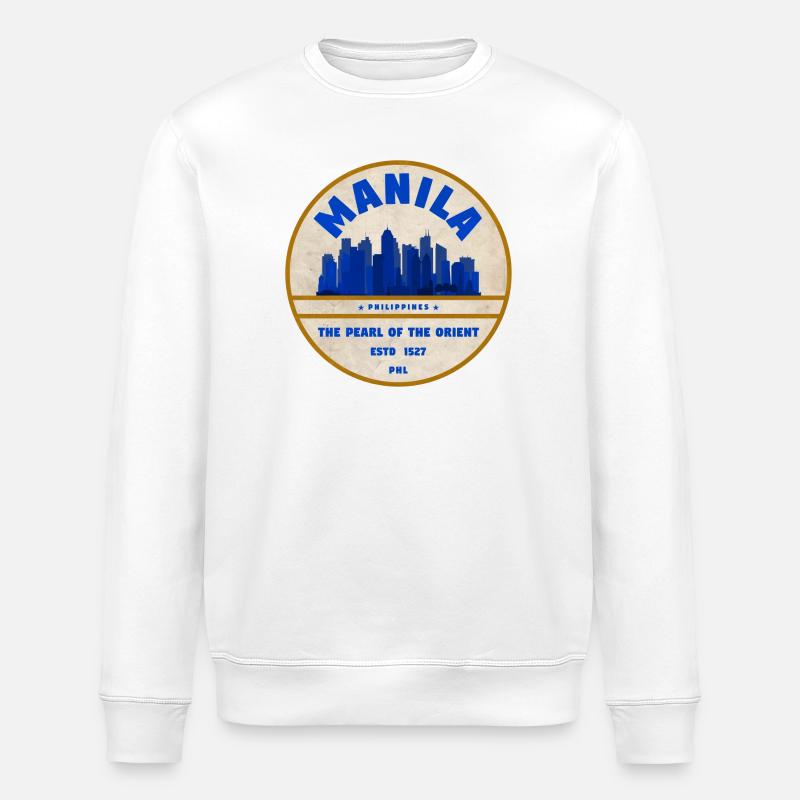 Manila Skyline - Stanley/Stella ROLLER Unisex Organic Sweatshirt - white