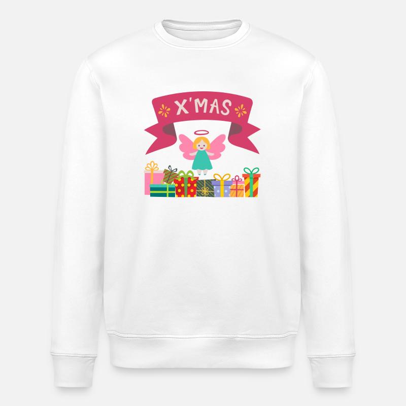XMAS Engel mit Geschenken - Stanley/Stella Unisex Bio-Sweatshirt ROLLER - Weiß