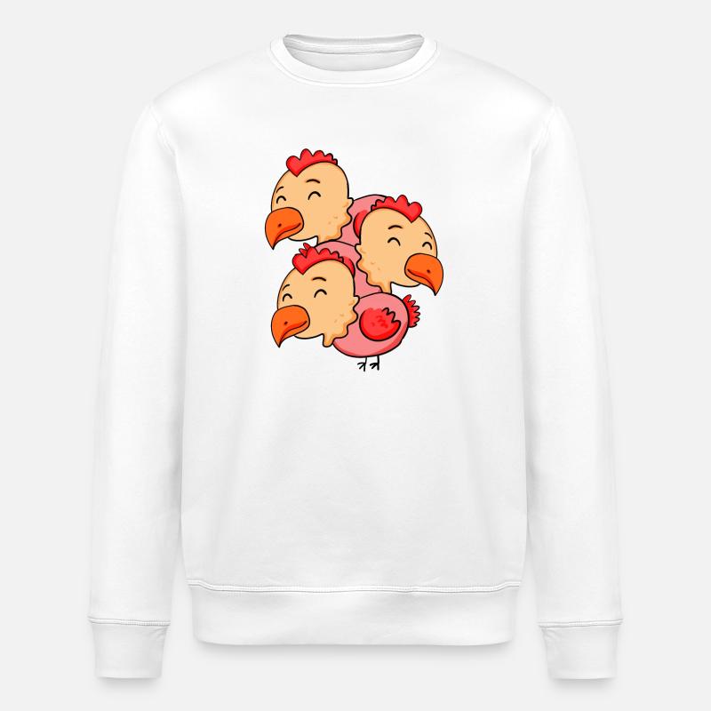 Cute Chickens - Chicken - Stanley/Stella ROLLER Unisex Organic Sweatshirt - white