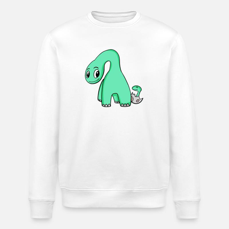Dinosaurier mit Baby Dinosaurier - Stanley/Stella Unisex Bio-Sweatshirt ROLLER - Weiß