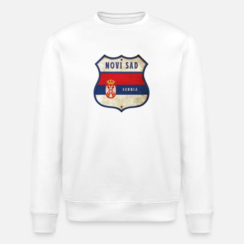 Novi Sad Serbie Armoiries Drapeaux - Sweat bio ROLLER Stanley/Stella Unisexe - blanc